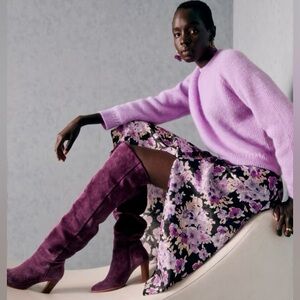 Sezane Tabata Skirt, 42/10, Purple Flowers